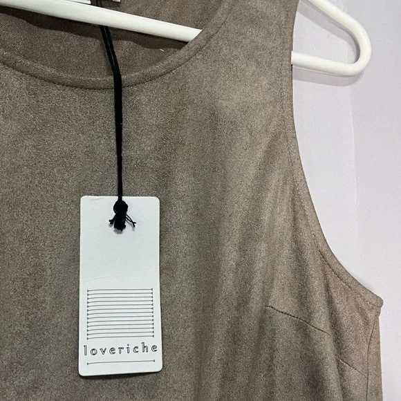 Love Riche large NWT suede like sleeveless dress with fringe. (J) - Picture 4 of 7